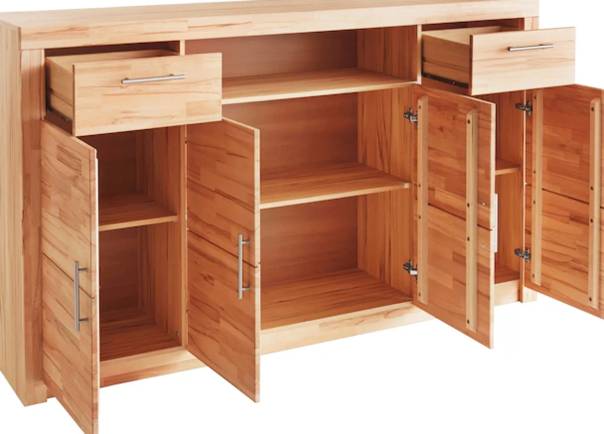VOGL Möbelfabrik Highboard »Toronto« opt. Glastüren, teilmassiv, Rahmenoptik, Made in Germany
