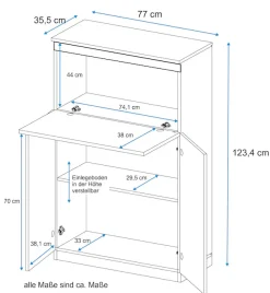 VOGL Möbelfabrik Sekretär »Hans, Sekretär,« kompakter PC-Schrank im Landhausstil, Breite 78 cm, Made in Germany