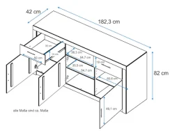 VOGL Möbelfabrik Sideboard »Toronto« Breite 183 cm