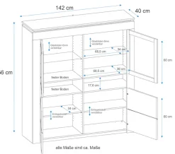 VOGL Möbelfabrik Vitrine Höhe 156 cm