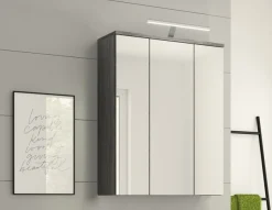 welltime Badezimmerspiegelschrank »LUCCA, Breite 60cm, inkl. LED Beleuchtung, 3 Spiegeltüren« Set, 2 Stk. tlg. Badmöbel, Badschrank, Schrank, Wandschrank, Bad, Badezimmer