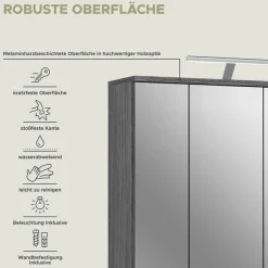 welltime Badezimmerspiegelschrank »LUCCA, Breite 60cm, inkl. LED Beleuchtung, 3 Spiegeltüren« Set, 2 Stk. tlg. Badmöbel, Badschrank, Schrank, Wandschrank, Bad, Badezimmer