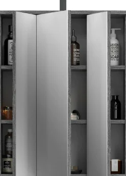 welltime Badezimmerspiegelschrank »LUCCA, Breite 60cm, inkl. LED Beleuchtung, 3 Spiegeltüren« Set, 2 Stk. tlg. Badmöbel, Badschrank, Schrank, Wandschrank, Bad, Badezimmer