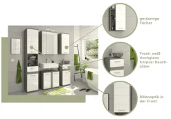welltime Badezimmerspiegelschrank »LUCCA, Breite 60cm, inkl. LED Beleuchtung, 3 Spiegeltüren« Set, 2 Stk. tlg. Badmöbel, Badschrank, Schrank, Wandschrank, Bad, Badezimmer