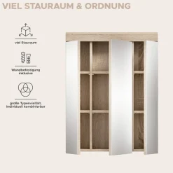 welltime Badezimmerspiegelschrank »SIENA, Breite 60cm, 3 Spiegeltüren, 9 Fächer, 6 Einlegeböden« TOPSELLER!, 1 Stk. tlg. in verschiedenen Farben erhältlich, Badmöbel, Spiegel, Badschrank, Bad
