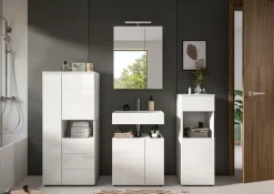 welltime Badmöbel-Set »BIEL, Höhe 190 cm,Hochschrank,WBU, Spiegelschrank, Unterschrank, Lampe« 5 Stk. tlg.