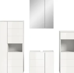 welltime Badmöbel-Set »BIEL, Höhe 190 cm, Midischrank, Unterschrank, Spiegel, Standschrank« 4 Stk. tlg.