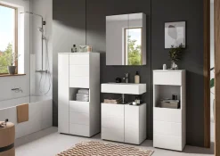 welltime Badmöbel-Set »BIEL, Höhe 190 cm, Midischrank, Unterschrank, Spiegel, Standschrank« 4 Stk. tlg.
