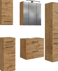 welltime Badmöbel-Set »Chicago« Spiegelschrank, Unterbeckenschrank, Hängeschrank, Unterschrank etc., 5 Stk. tlg.