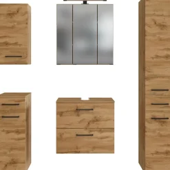welltime Badmöbel-Set »Chicago« Spiegelschrank, Unterbeckenschrank, Hängeschrank, Unterschrank etc., 5 Stk. tlg.