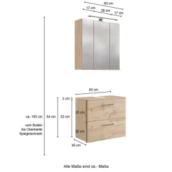 welltime Badmöbel-Set »Chicago« Spiegelschrank, Unterbeckenschrank, Hängeschrank, Unterschrank etc., 5 Stk. tlg.
