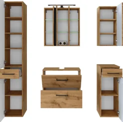 welltime Badmöbel-Set »Chicago« Spiegelschrank, Unterbeckenschrank, Hängeschrank, Unterschrank etc., 5 Stk. tlg.