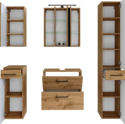 welltime Badmöbel-Set »Chicago« Spiegelschrank, Unterbeckenschrank, Hängeschrank, Unterschrank etc., 5 Stk. tlg.