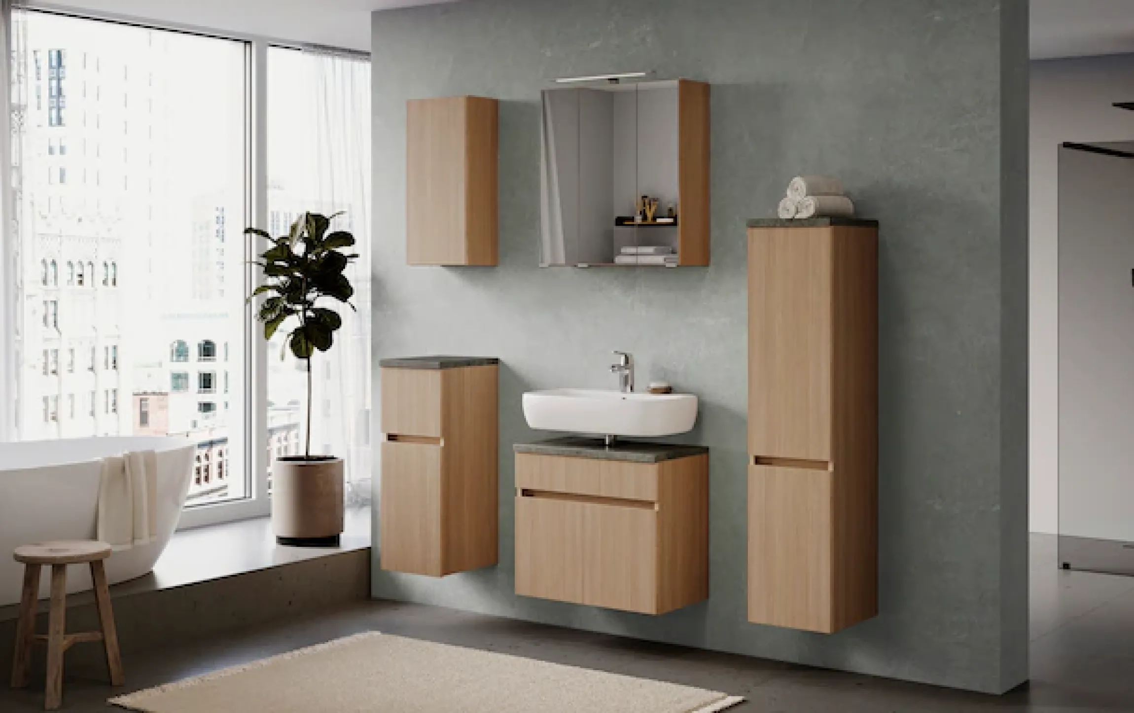 welltime Badmöbel-Set »EIXO, Set aus Spiegelschrank und Unterbeckenschrank«