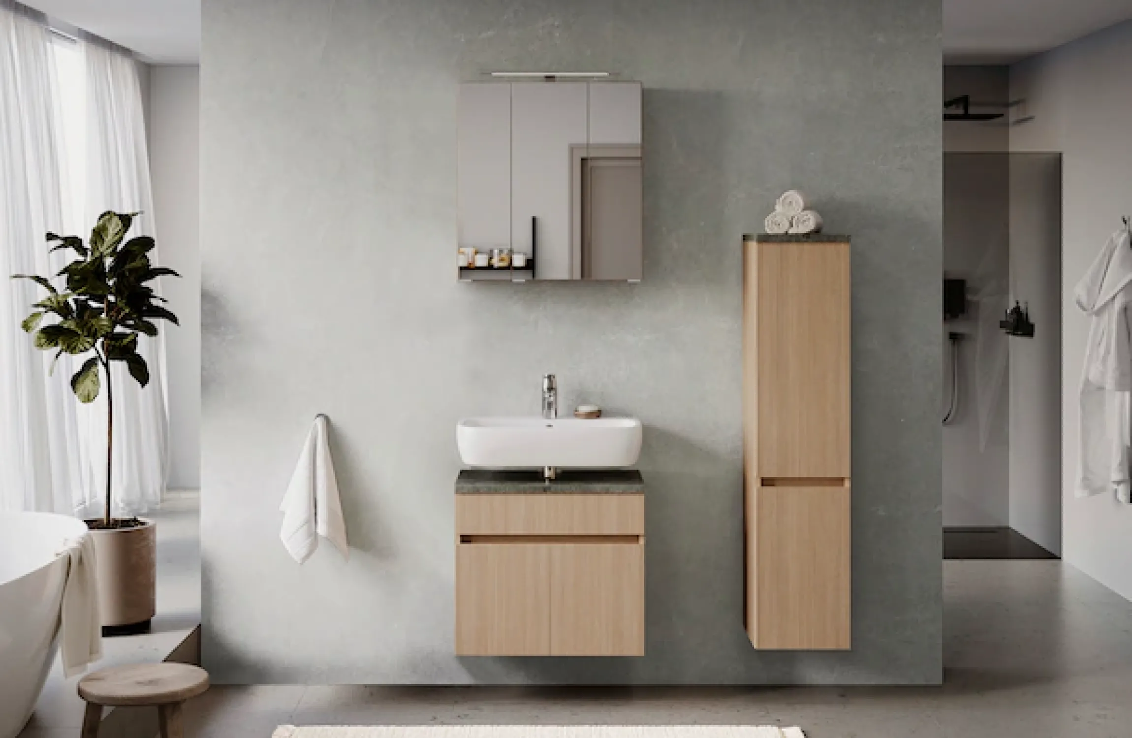 welltime Badmöbel-Set »EIXO, Set aus Spiegelschrank und Unterbeckenschrank«