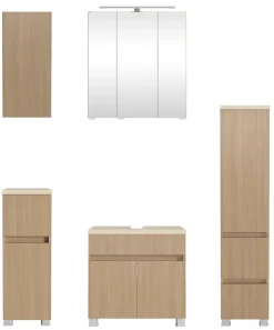 welltime Badmöbel-Set »EIXO, 5tlg.-Set: Spiegelschrank, Unterbeckenschrank und Beimöbel«