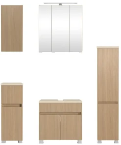 welltime Badmöbel-Set »EIXO, 5tlg.-Set: Spiegelschrank, Unterbeckenschrank und Beimöbel«