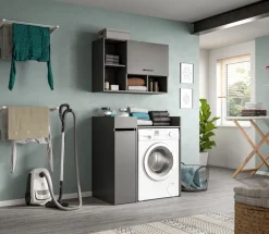 welltime Badmöbel-Set »FALAS,3-teilig, Hauswirtschaftsraum Set, Breite 95 cm« Set, bestehend aus: Waschmaschinenumbauschrank, Standregal & Hängeschrank, 3 Stk. tlg.