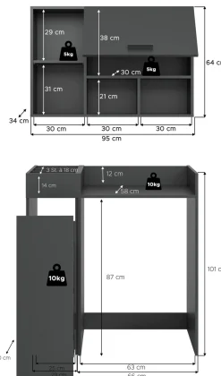 welltime Badmöbel-Set »FALAS,3-teilig, Hauswirtschaftsraum Set, Breite 95 cm« Set, bestehend aus: Waschmaschinenumbauschrank, Standregal & Hängeschrank, 3 Stk. tlg.
