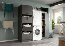 welltime Badmöbel-Set »FALAS,3-teilig, Hauswirtschaftsraum Set, Breite 176 cm« Set, 1x Wäscheschrank, 1x Waschmaschinenumbauschrank, 1x Mehrzweckschrank, 3 Stk. tlg.