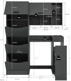 welltime Badmöbel-Set »FALAS,4-teilig, Hauswirtschaftsraum Set, Breite 126 cm« Set, Wäschschrank, Waschmaschinenumbauschrank, Standregal, Hängeschrank, 4 Stk. tlg.