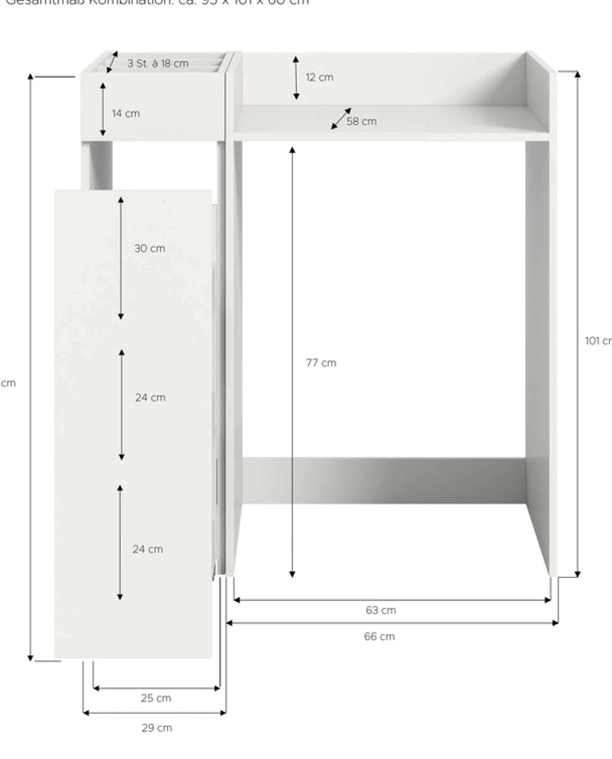 welltime Badmöbel-Set »FALAS,2-teilig, Hauswirtschaftsraum Set, Breite 95 cm« Set, bestehend aus: Waschmaschinenumbauschrank und Standregal, 2 Stk. tlg.
