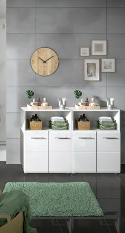 welltime Badmöbel-Set »FLORENZ,2-teilige Badkombination, hochwertige MDF-Front« Set, 2-teiliges Set bestehend aus: 2 Midischrank breit,