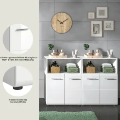 welltime Badmöbel-Set »FLORENZ,2-teilige Badkombination, hochwertige MDF-Front« Set, 2-teiliges Set bestehend aus: 2 Midischrank breit,