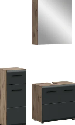 welltime Badmöbel-Set »FLORENZ,3-teilige Badkombination, hochwertige MDF-Front« best. aus: 1 Unterschrank, 1 Waschbeckenunterschrank, 1 Spiegelschrank,