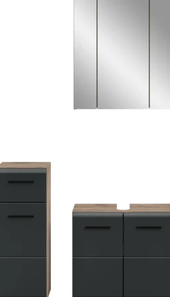 welltime Badmöbel-Set »FLORENZ,3-teilige Badkombination, hochwertige MDF-Front« best. aus: 1 Unterschrank, 1 Waschbeckenunterschrank, 1 Spiegelschrank,