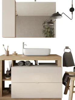 welltime Badmöbel-Set »Hamburg, Badezimmerset 2tlg. Breite 110 cm, Badmöbel, Waschtisch inkl.« Spar-Set, 2 Stk. tlg.