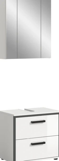 welltime Badmöbel-Set »KAJO, 2-tlg. Badkombination, weiß hochglanz,« Set, Set, best. aus: 1 Waschbeckenunterschrank, 1 Spiegelschrank, 2 Stk. tlg.