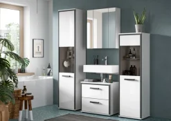 welltime Badmöbel-Set »KAJO, 3-tlg. Badkombination, weiß hochglanz« Set, Set, best. aus:1Hochschrank,1Spiegelschrank,1Waschbeckenunterschrank, 3 Stk. tlg.