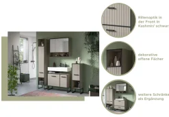 welltime Badmöbel-Set »Locri, Breite 80 cm, Rillenoptik, Metallkufen« 2 Stk. tlg.