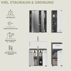 welltime Badmöbel-Set »LUCCA, 4-teilig, MDF Hochglanzfront, bestehend aus:« Set, 4 Stk. tlg.