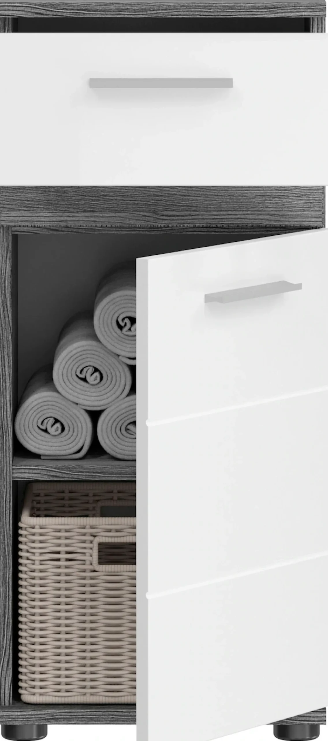 welltime Badmöbel-Set »LUCCA, 4-teilig, MDF Hochglanzfront, bestehend aus:« Set, 4 Stk. tlg.