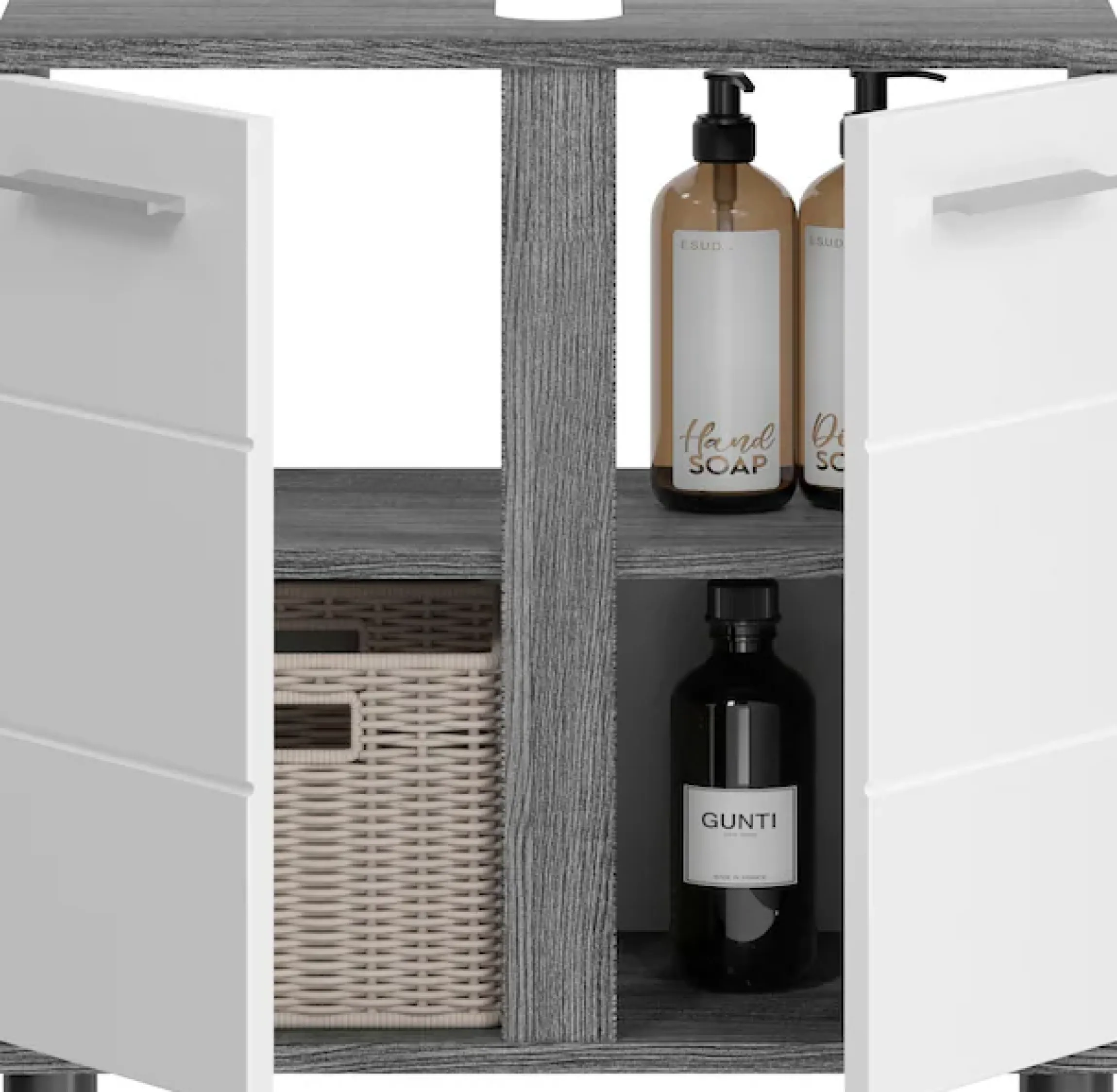 welltime Badmöbel-Set »LUCCA, 4-teilig, MDF Hochglanzfront, bestehend aus:« Set, 4 Stk. tlg.