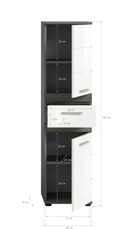 welltime Badmöbel-Set »LUCCA, 3-teilig, hochwertige MDF Front« Set, best. aus: Waschbeckenunterschrank, Spiegelschrank, Hochschrank, 3 Stk. tlg.