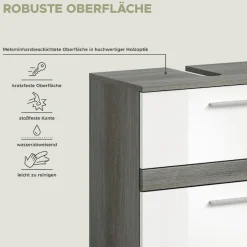 welltime Badmöbel-Set »LUCCA, 3-teilig, hochwertige MDF Front« Set, best. aus: Waschbeckenunterschrank, Spiegelschrank, Hochschrank, 3 Stk. tlg.