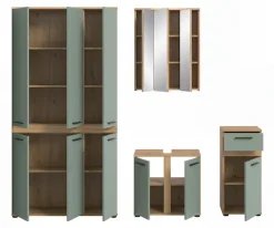 welltime Badmöbel-Set »LUCCA, 4-tlg. Badkombination, viel Stauraum, modernes Design« 4 Stk. tlg.
