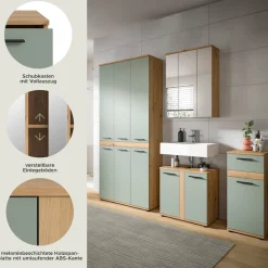 welltime Badmöbel-Set »LUCCA, 4-tlg. Badkombination, viel Stauraum, modernes Design« 4 Stk. tlg.