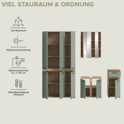 welltime Badmöbel-Set »LUCCA, 4-tlg. Badkombination, viel Stauraum, modernes Design« 4 Stk. tlg.