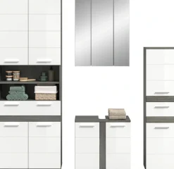 welltime Badmöbel-Set »LUCCA, 4-tlg. Badkombination, viel Stauraum, modernes Design« 4 Stk. tlg.