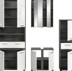welltime Badmöbel-Set »LUCCA, 4-tlg. Badkombination, viel Stauraum, modernes Design« 4 Stk. tlg.
