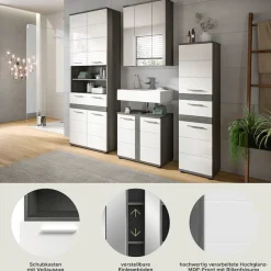 welltime Badmöbel-Set »LUCCA, 4-tlg. Badkombination, viel Stauraum, modernes Design« 4 Stk. tlg.