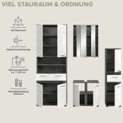 welltime Badmöbel-Set »LUCCA, 4-tlg. Badkombination, viel Stauraum, modernes Design« 4 Stk. tlg.