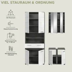 welltime Badmöbel-Set »LUCCA, 3-tlg. Badkombination, viel Stauraum, modernes Design« 3 Stk. tlg.