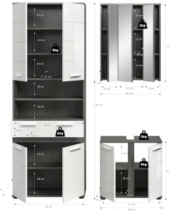 welltime Badmöbel-Set »LUCCA, 3-tlg. Badkombination, viel Stauraum, modernes Design« 3 Stk. tlg.