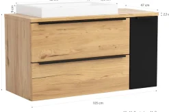 welltime Badmöbel-Set »MAILAND, 2 Metall-Vollauszüge mit Softclose« Maße (B/H/T): ca. 105/200/47 cm,