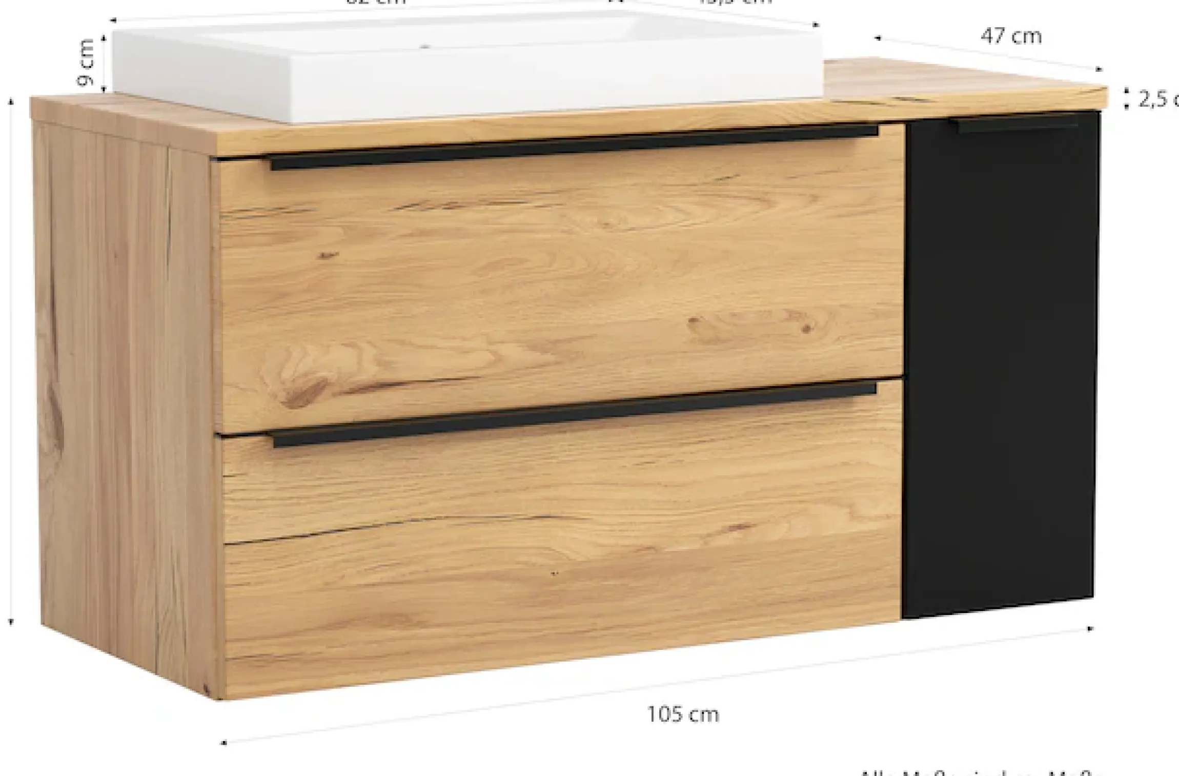 welltime Badmöbel-Set »MAILAND, 2 Metall-Vollauszüge mit Softclose« Maße (B/H/T): ca. 105/200/47 cm,